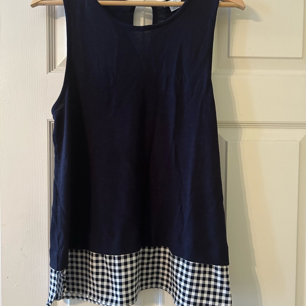 J by J Crew size large summertime blue tank ruffle hem
